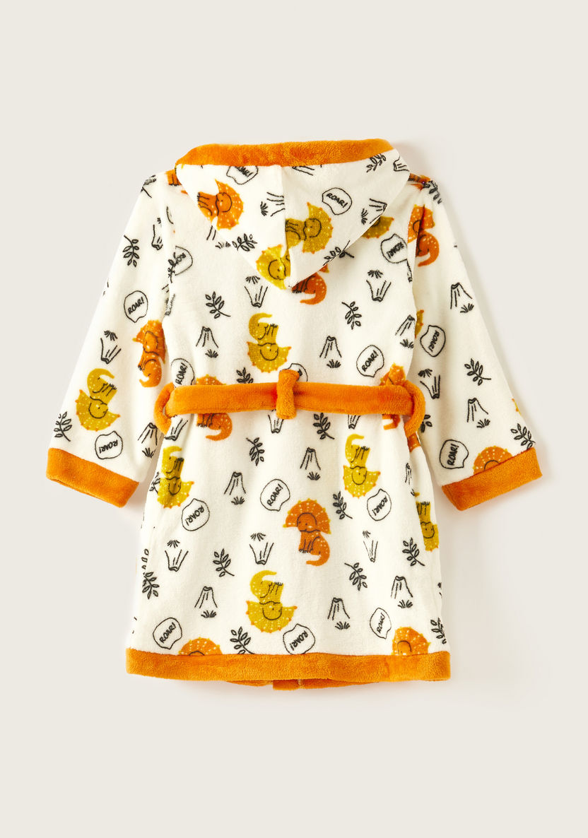 Juniors Printed Bathrobe with Tie-Up and Hood-Towels and Flannels-image-3
