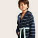 Juniors Striped Bath Robe with Long Sleeves and Pockets-Towels and Flannels-thumbnail-1