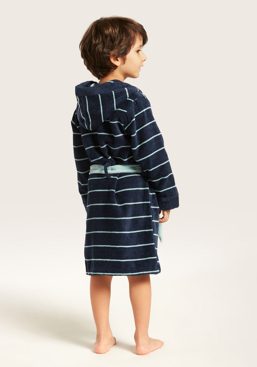 Juniors Striped Bath Robe with Long Sleeves and Pockets-Towels and Flannels-image-3