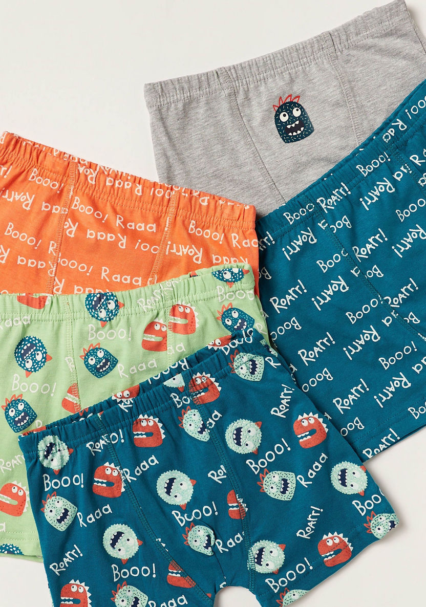 Juniors Printed Boxers - Set of 5-Boxers and Briefs-image-2