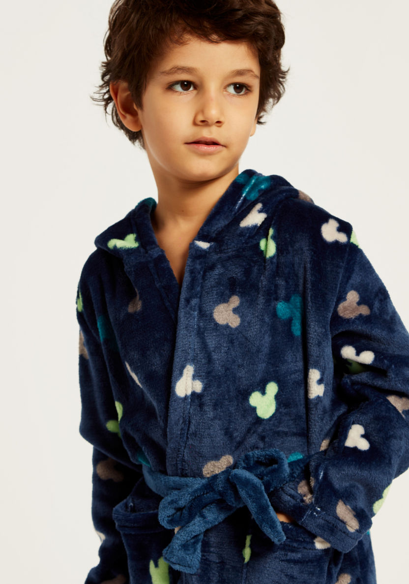 Disney All-Over Mickey Mouse Print Bathrobe with Long Sleeves and Hood-Towels and Flannels-image-1