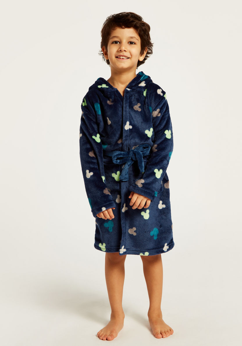 Disney All-Over Mickey Mouse Print Bathrobe with Long Sleeves and Hood-Towels and Flannels-image-2