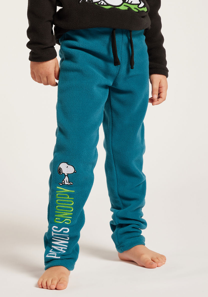 Snoopy Printed Round Neck T-shirt and Pyjama Set-Pyjama Sets-image-3