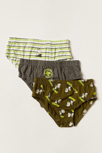 Snoopy Print Briefs with Elasticated Waistband - Set of 3