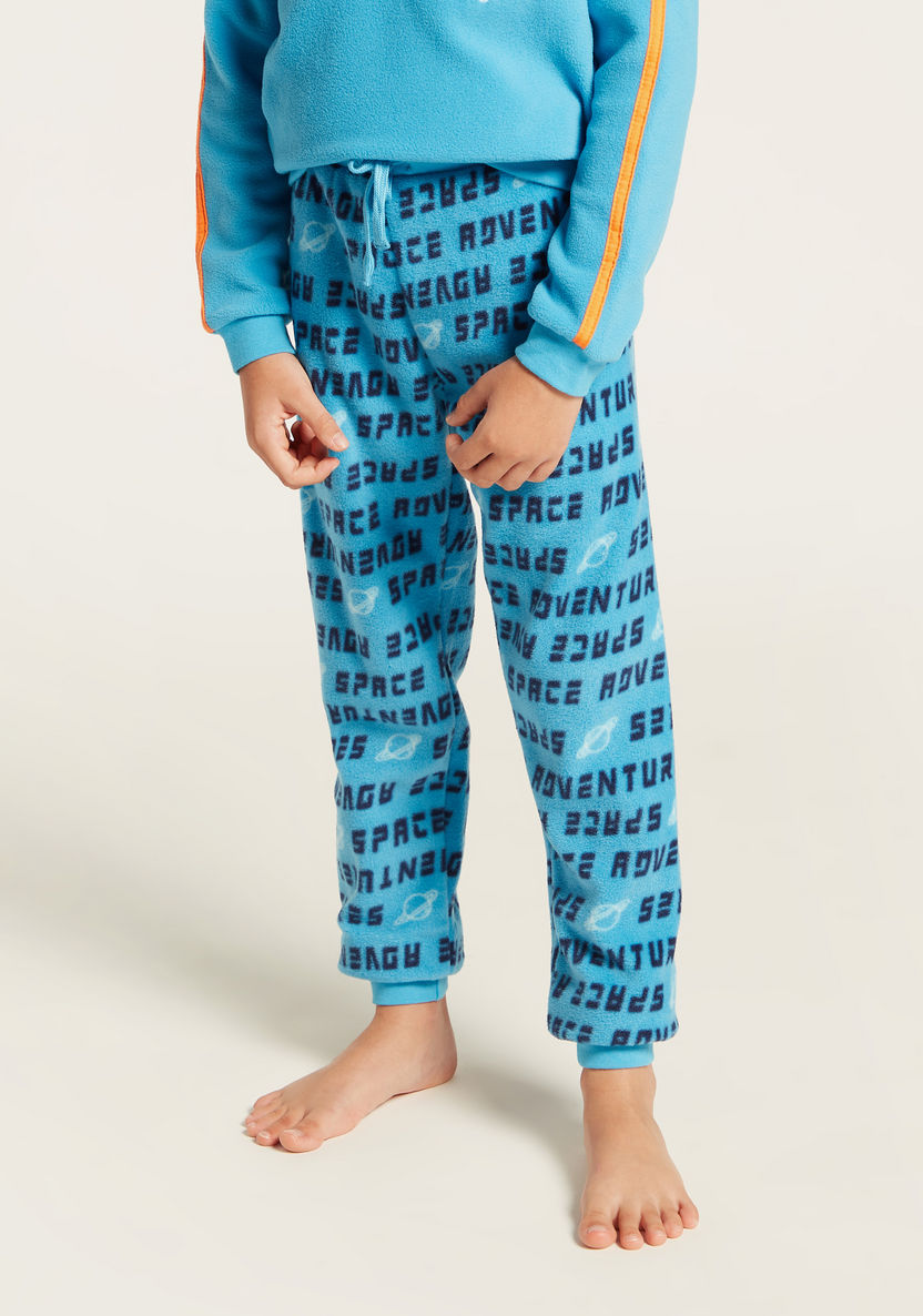 Juniors Graphic Print Hooded Sweatshirt and All-Over Printed Pyjamas Set-Nightwear-image-3