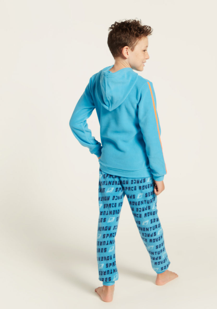 Juniors Graphic Print Hooded Sweatshirt and All-Over Printed Pyjamas Set-Nightwear-image-5