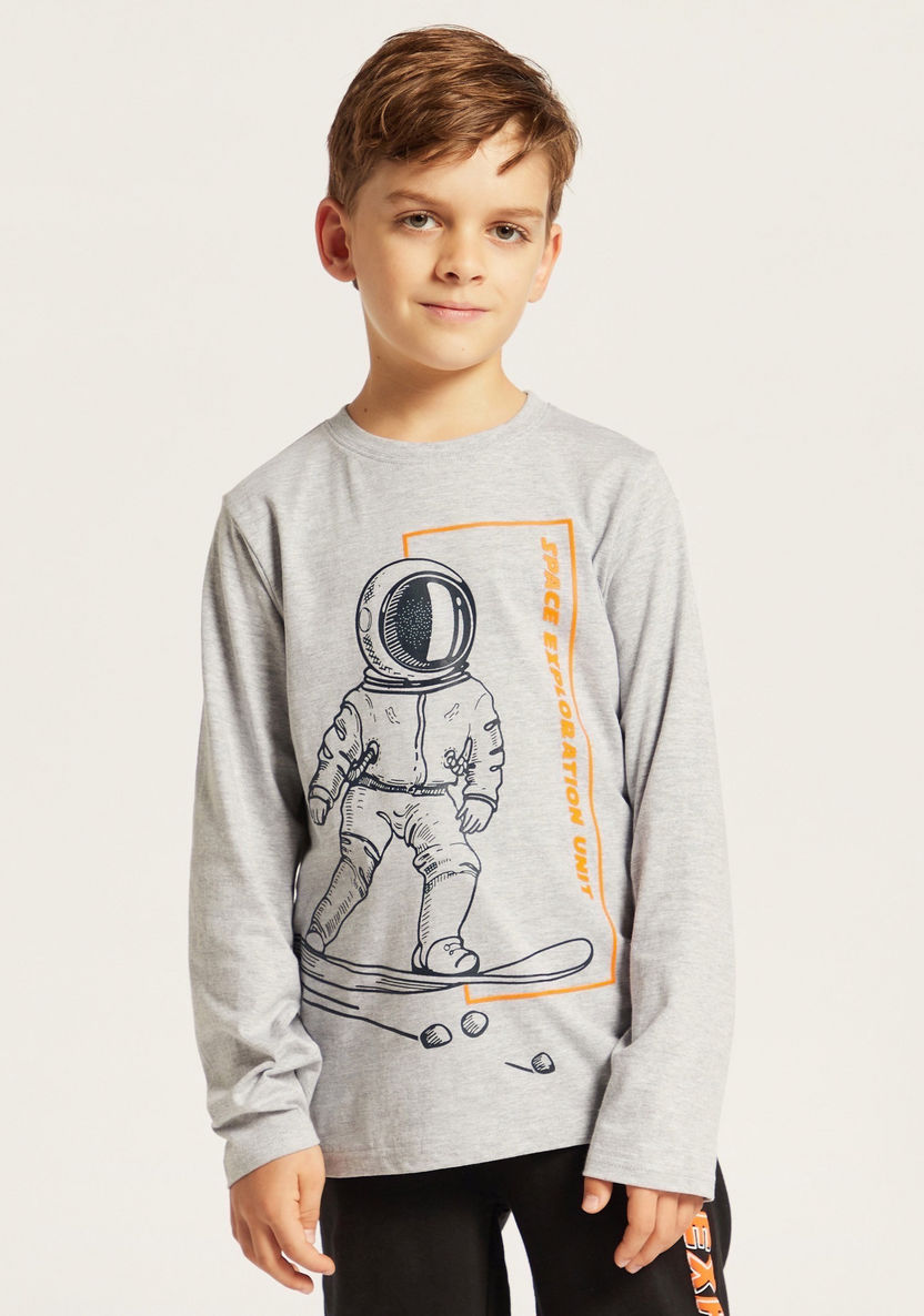 Juniors Graphic Print T-shirt and Pyjamas Set-Nightwear-image-1