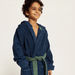 Textured Hooded Bathrobe with Long Sleeves and Tie-Up Belt-Towels and Flannels-thumbnail-2