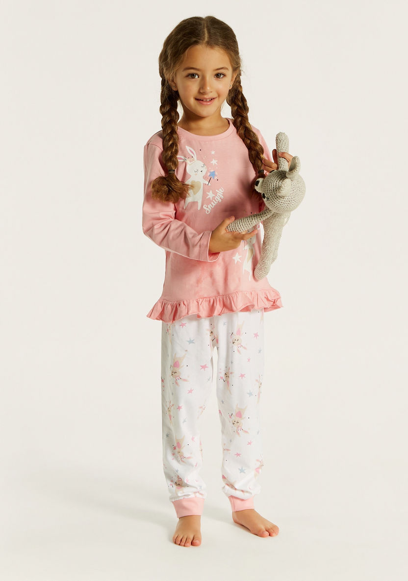 Juniors Printed Long Sleeve Top and Pyjamas - Set of 2-Nightwear-image-0