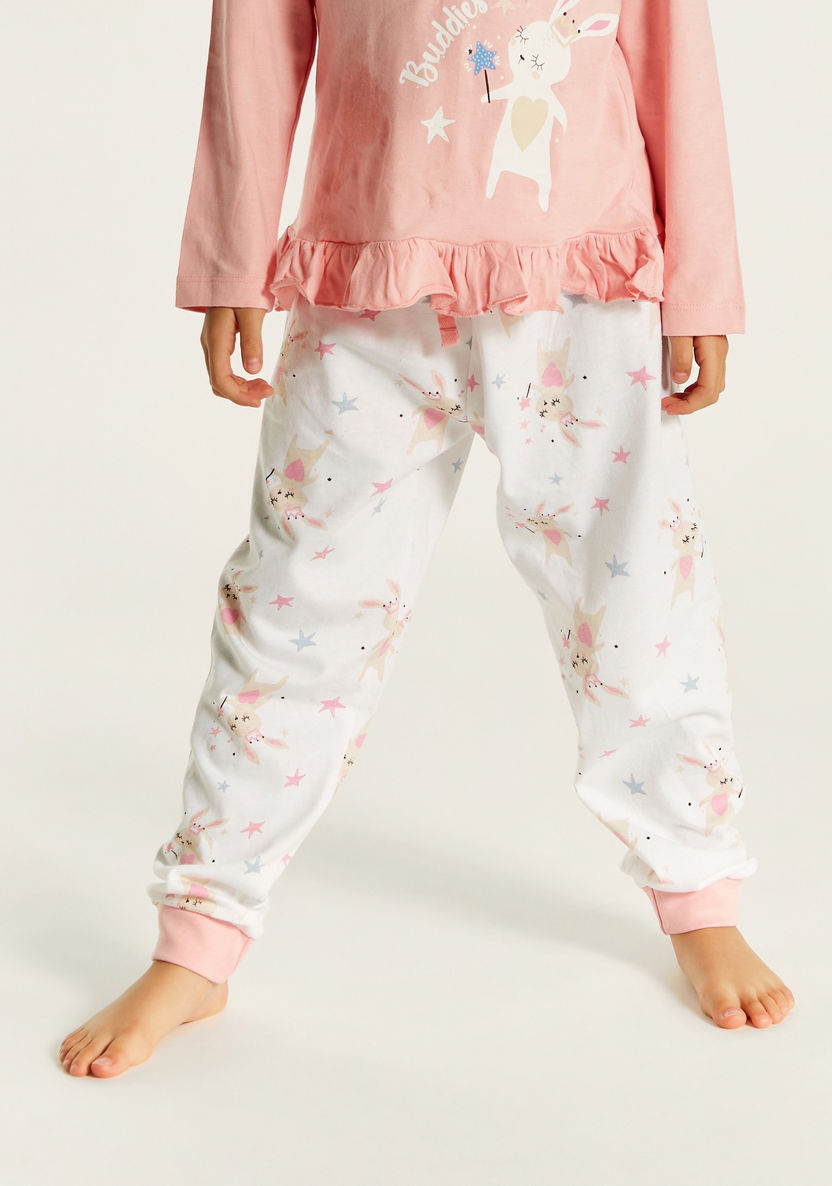 Juniors Printed Long Sleeve Top and Pyjamas - Set of 2-Nightwear-image-2