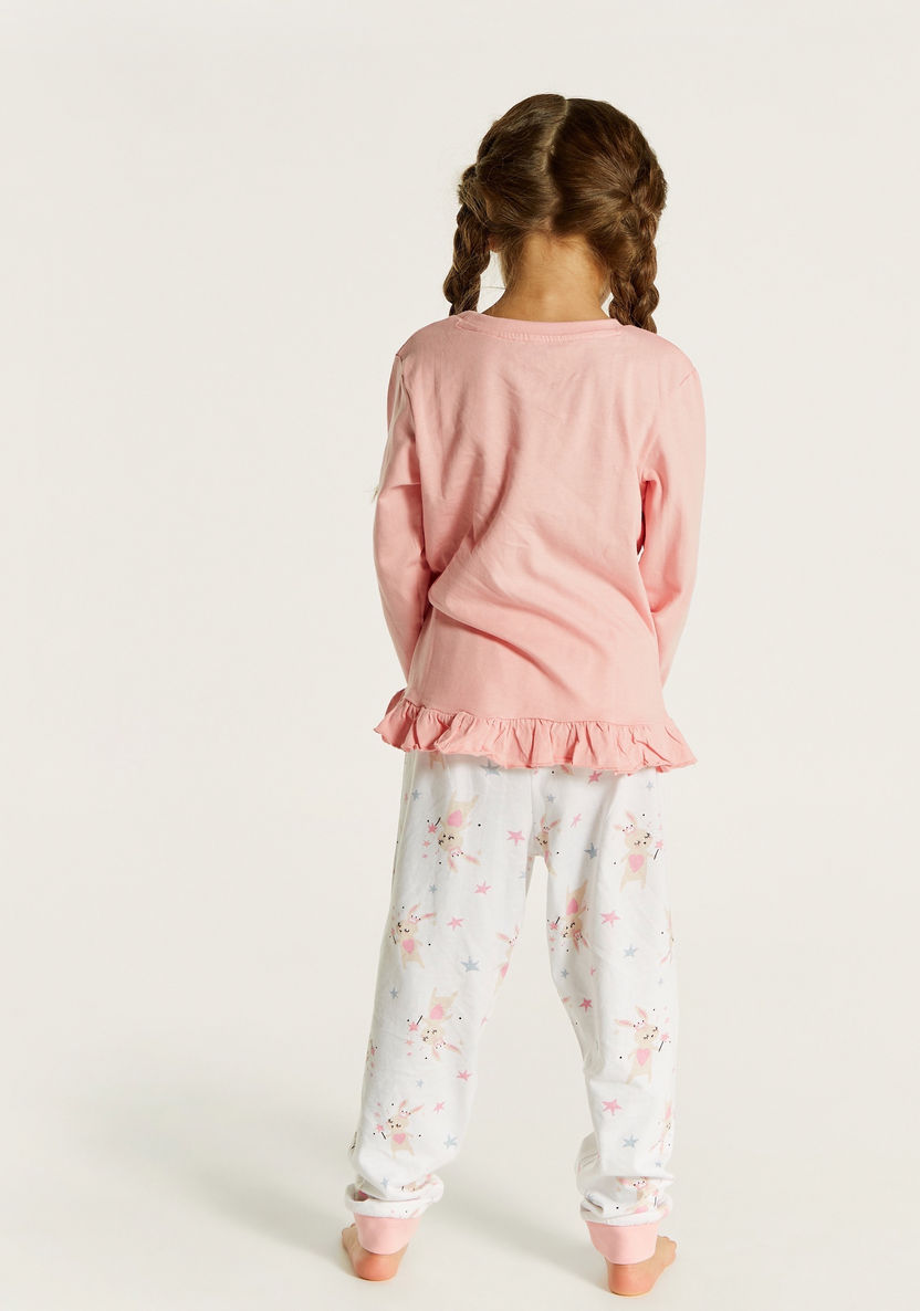 Juniors Printed Long Sleeve Top and Pyjamas - Set of 2-Nightwear-image-3