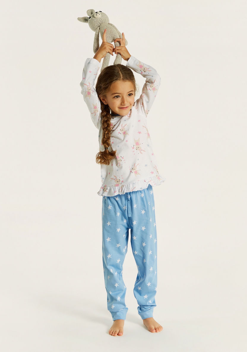 Juniors Printed Long Sleeve Top and Pyjamas - Set of 2-Nightwear-image-4