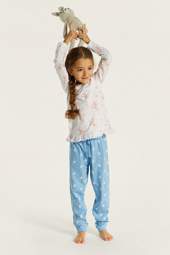 Juniors Printed Long Sleeve Top and Pyjamas - Set of 2