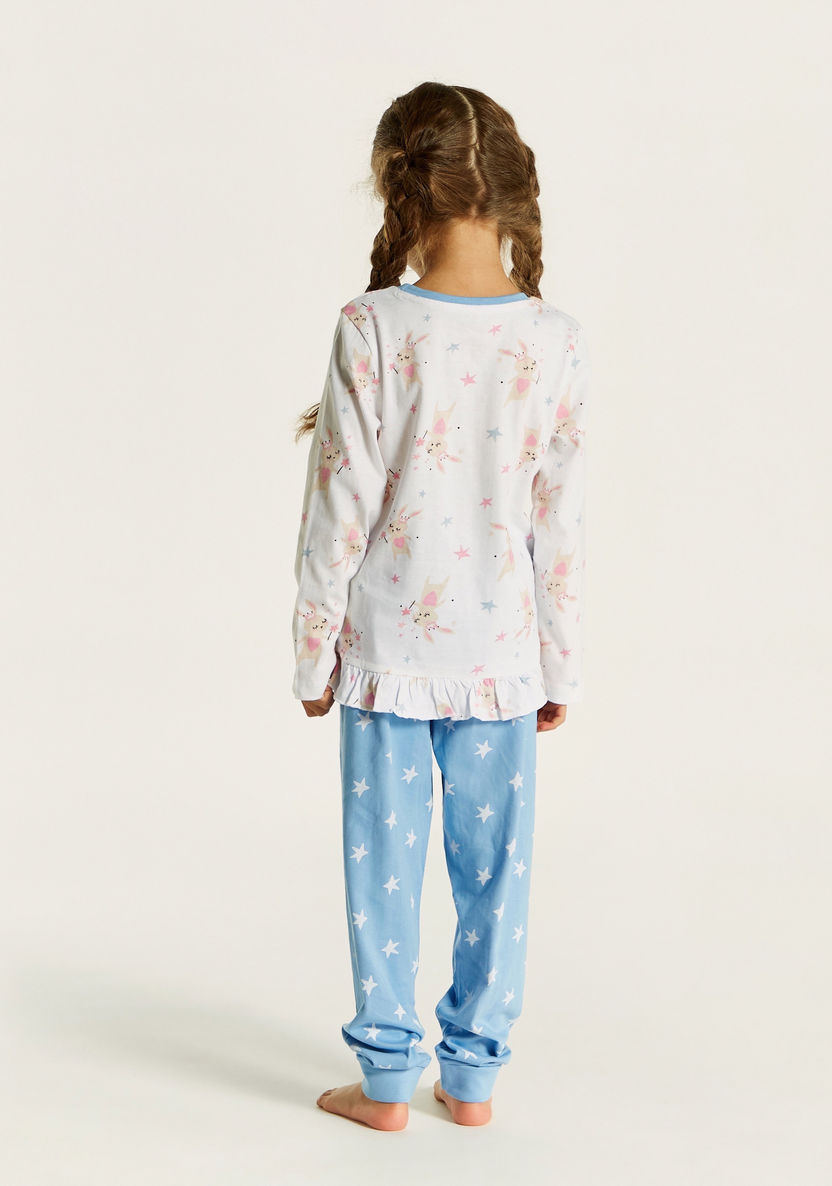 Juniors Printed Long Sleeve Top and Pyjamas - Set of 2-Nightwear-image-5
