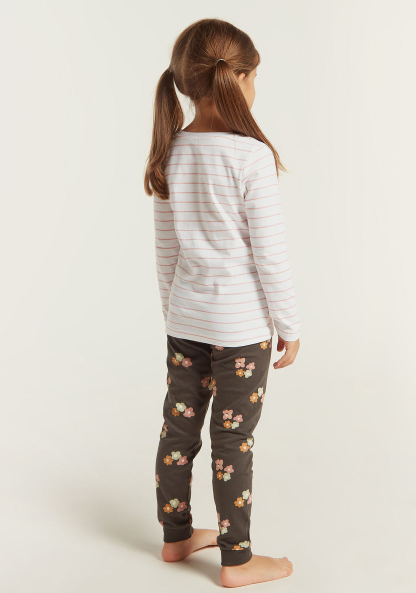 Juniors Graphic Print T-shirt and All-Over Printed Pyjamas Set-Nightwear-image-4