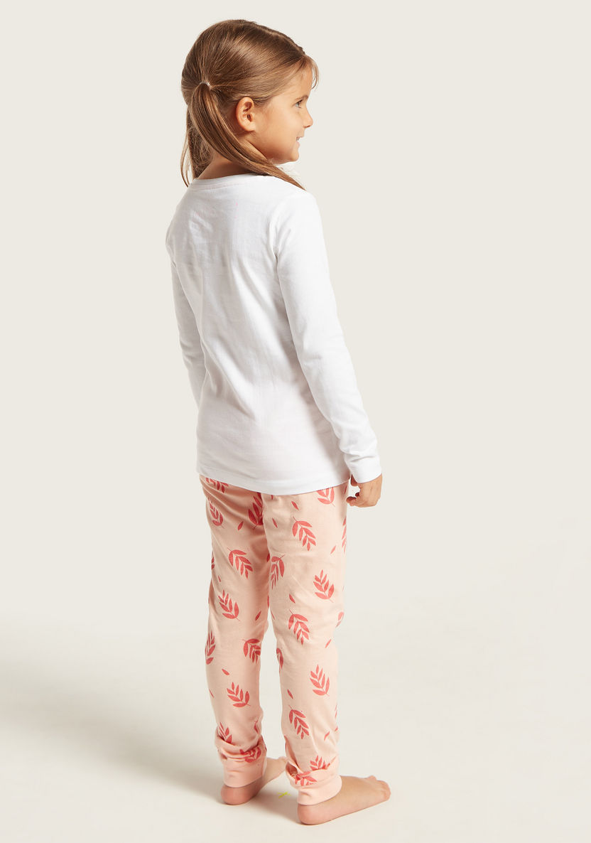Juniors Graphic Print T-shirt and All-Over Printed Pyjamas Set-Pyjama Sets-image-4