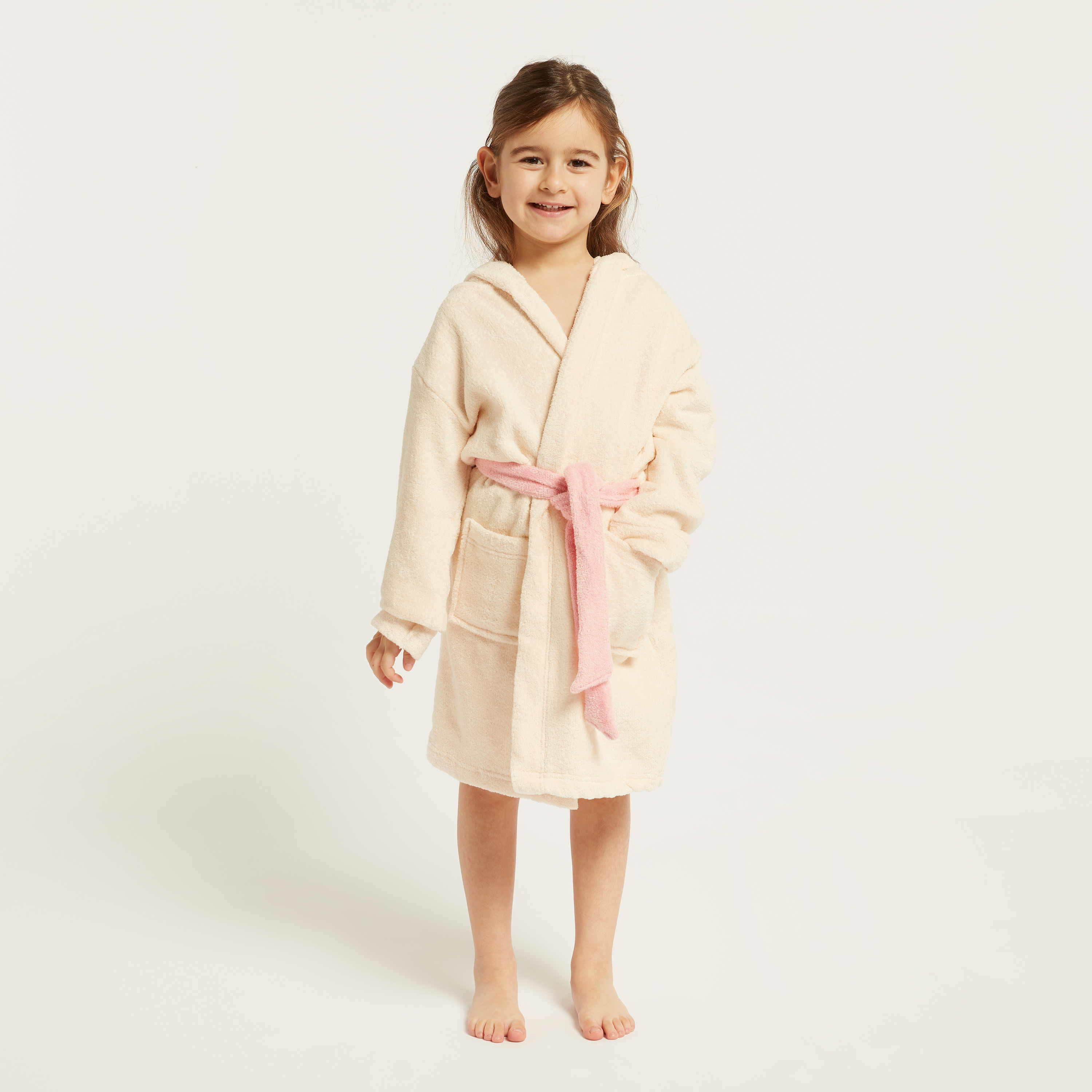 Juniors Solid Bathrobe with Hood and 3D Ears-baby-bathandcare-towels-image-1