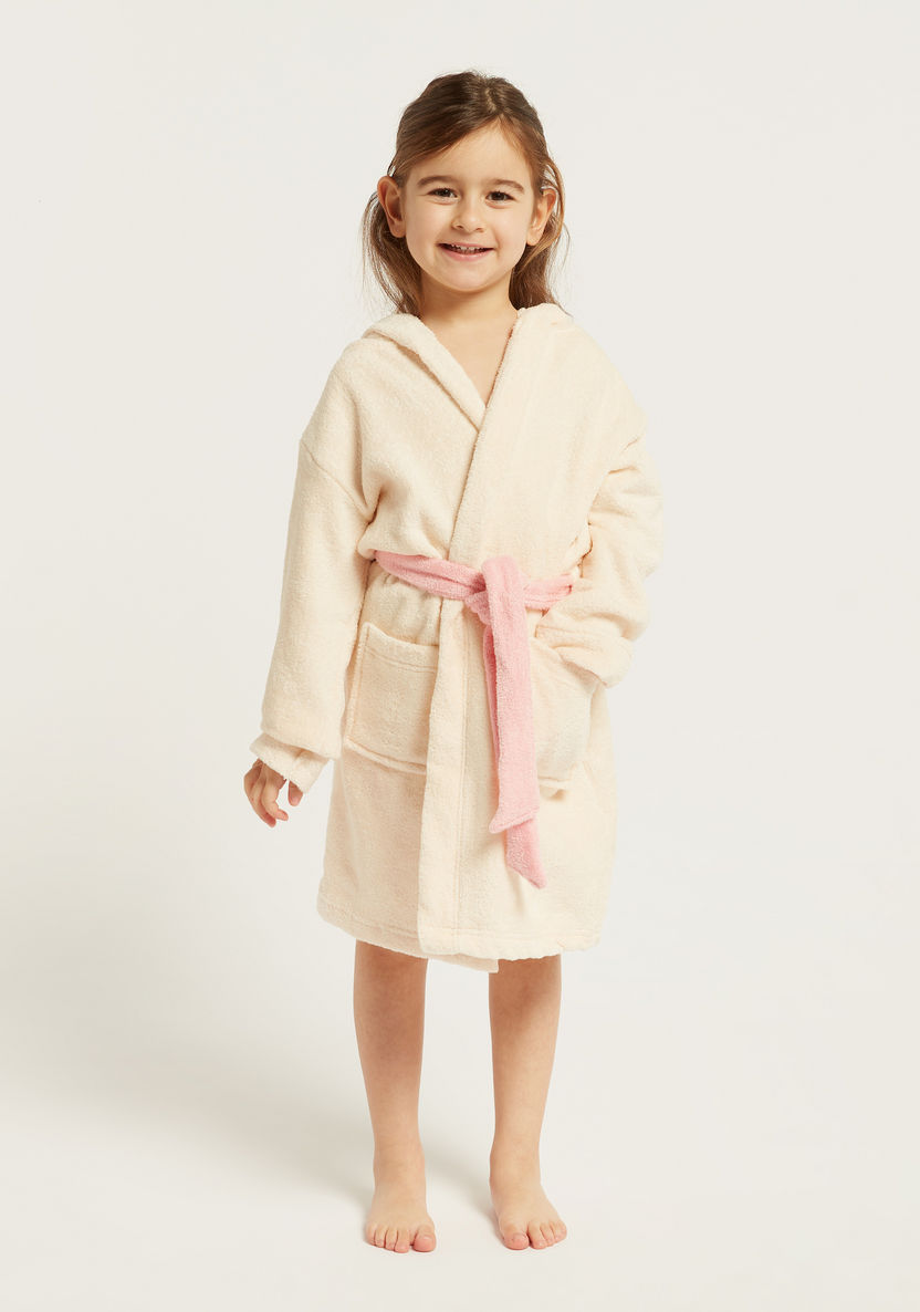 Juniors Solid Bathrobe with Hood and 3D Ears-Towels and Flannels-image-0