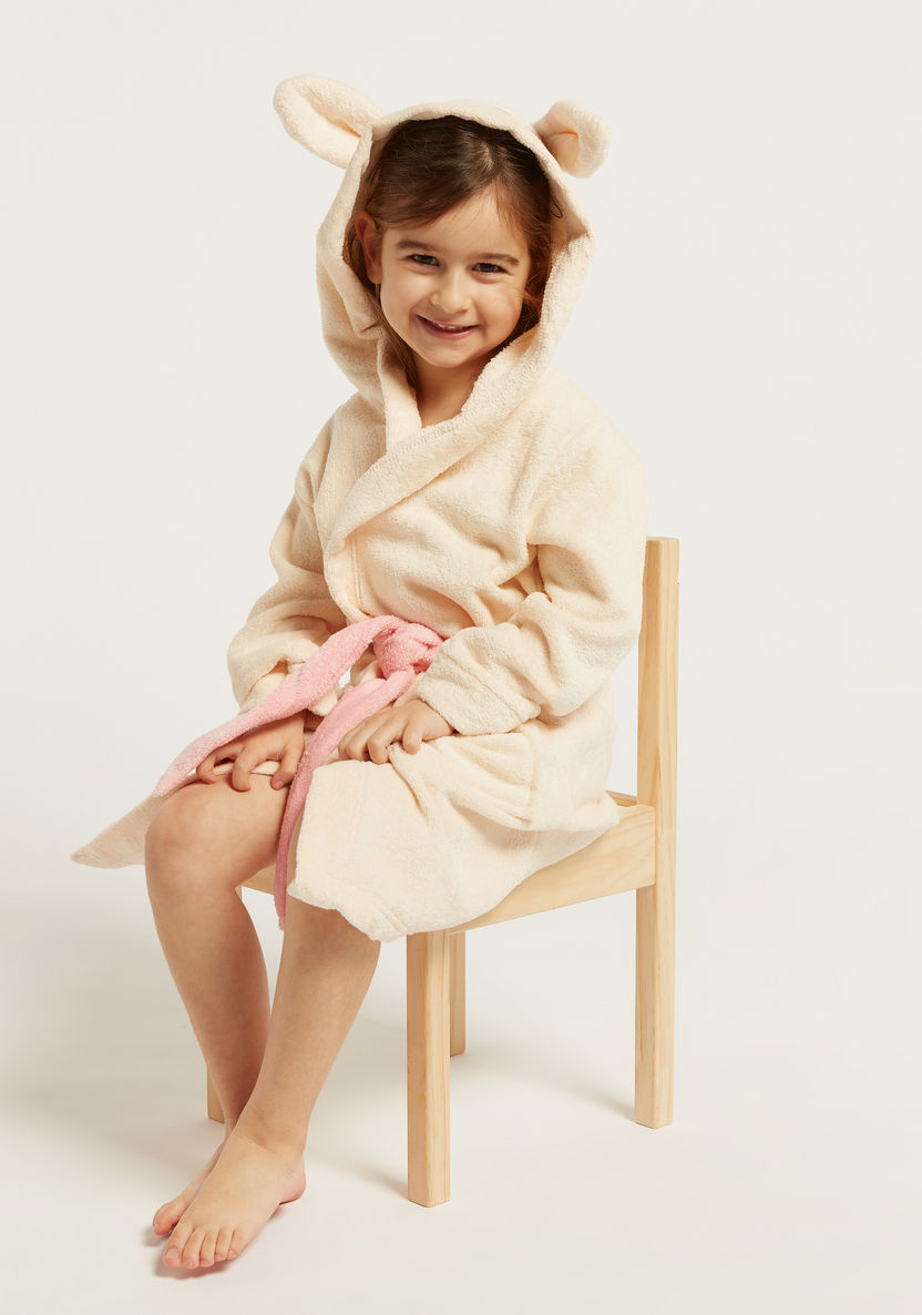 Juniors Solid Bathrobe with Hood and 3D Ears-Towels and Flannels-image-1