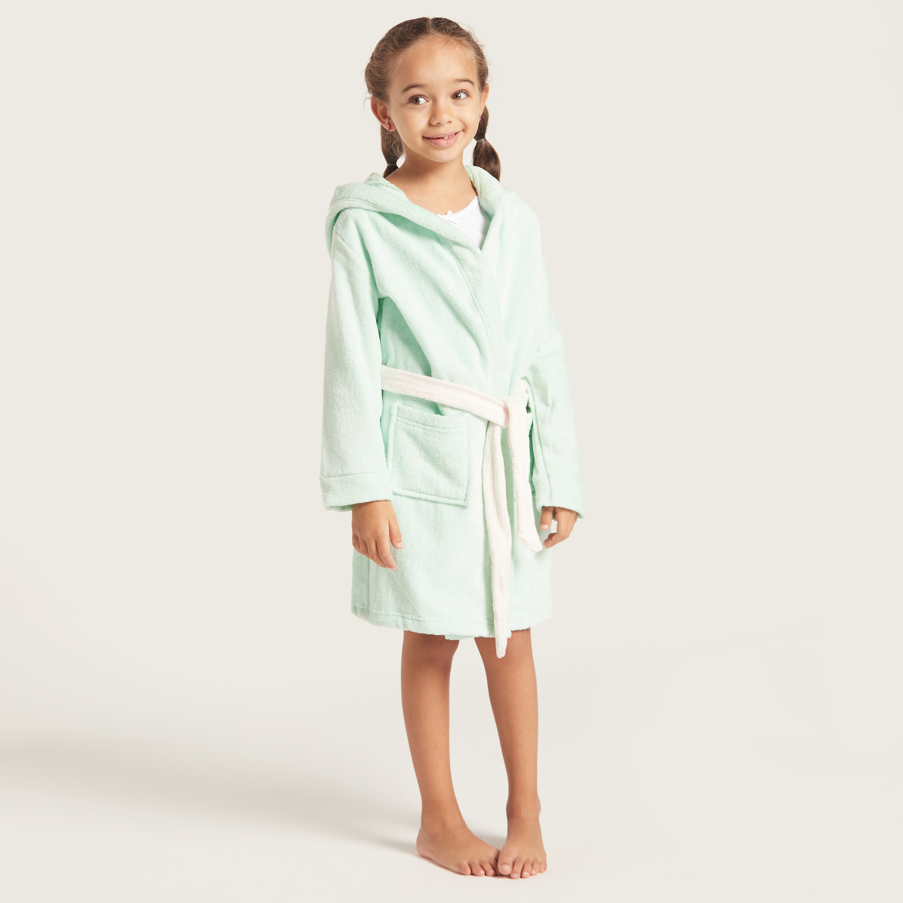 Juniors Hooded Bathrobe with Long Sleeves-baby-bathandcare-towels-image-2