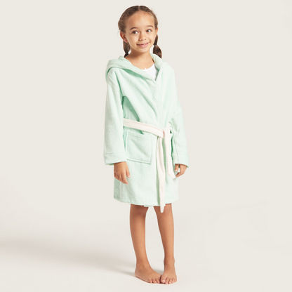 Juniors Hooded Bathrobe with Long Sleeves-Towels and Flannels-image-1