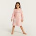 Juniors Embroidered Night Dress with Long Sleeves-Nightwear-thumbnail-0