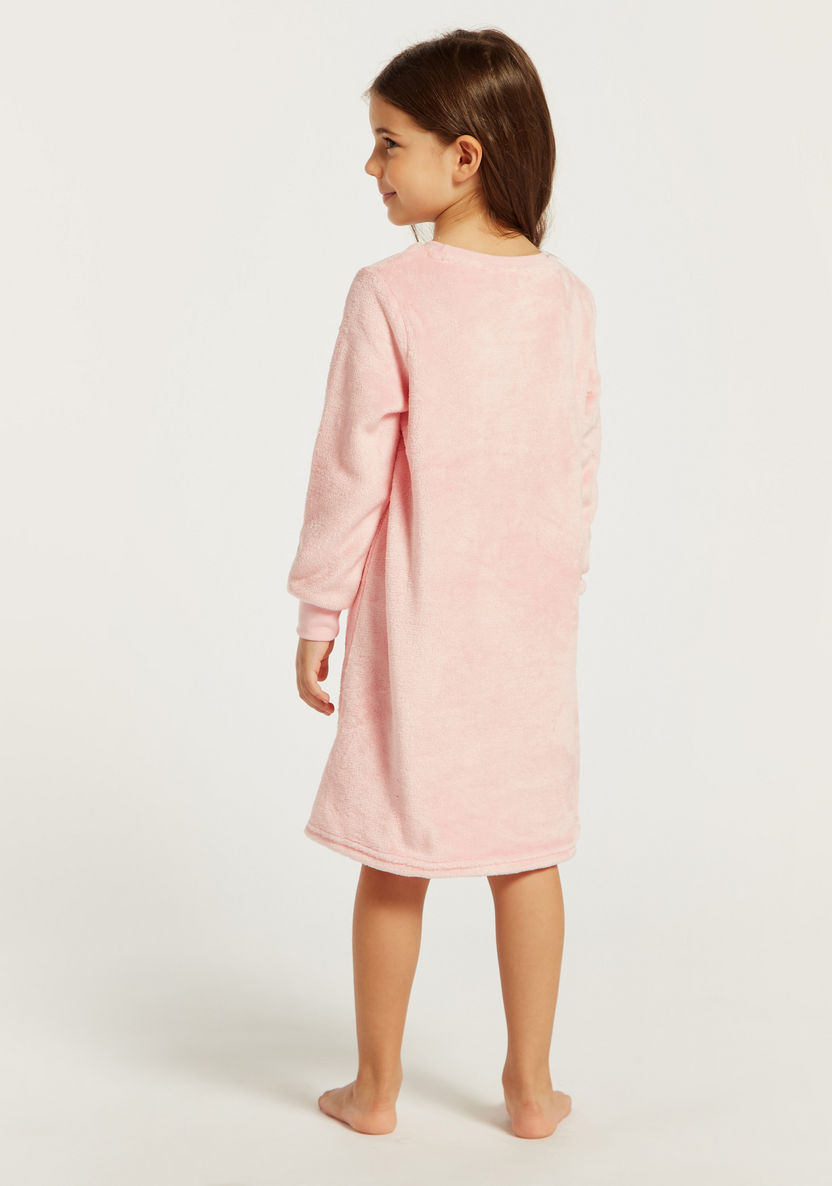 Juniors Embroidered Night Dress with Long Sleeves-Nightwear-image-3