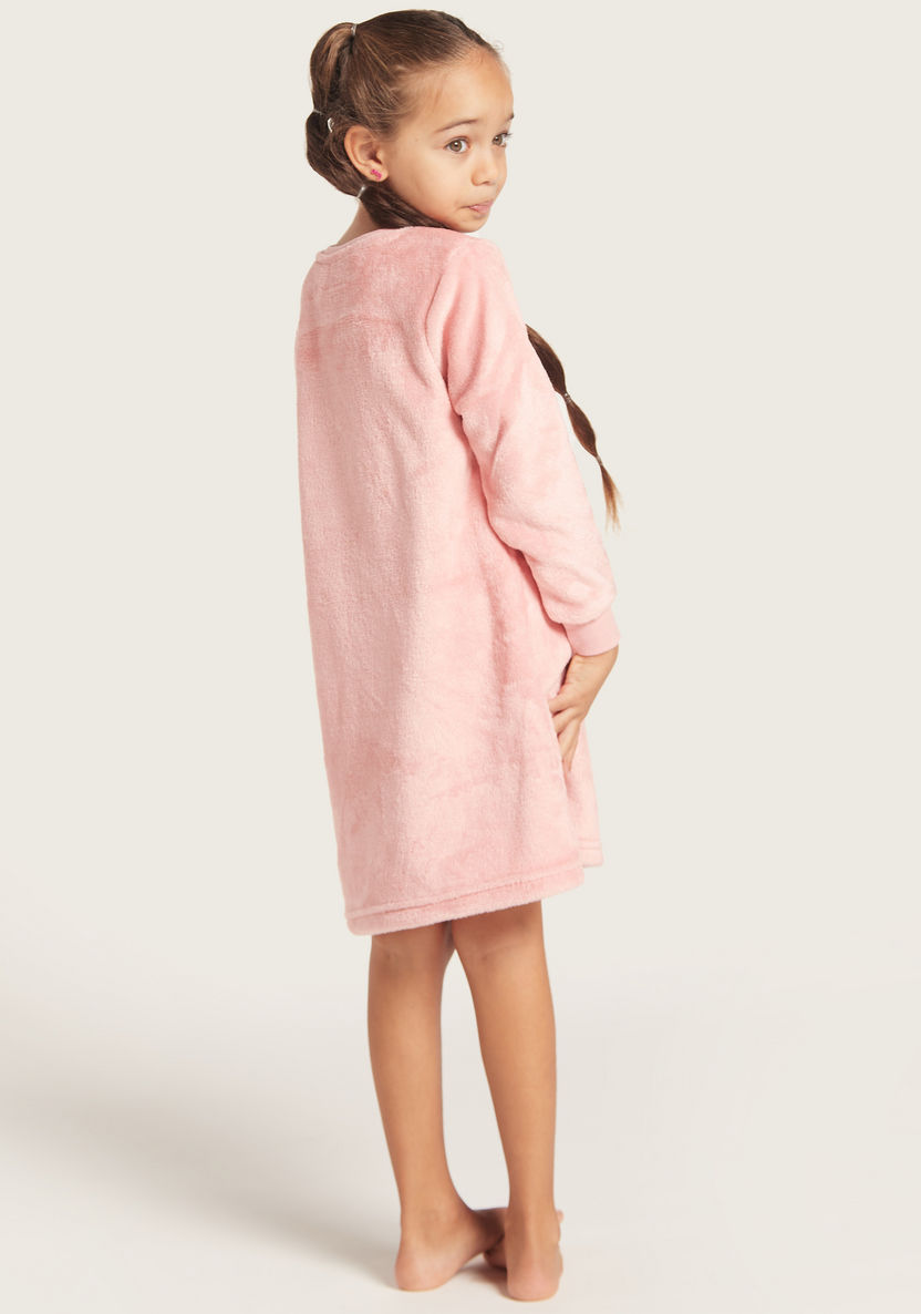 Juniors Printed Crew Neck Nightdress with Applique Detail-Pyjama Sets-image-3