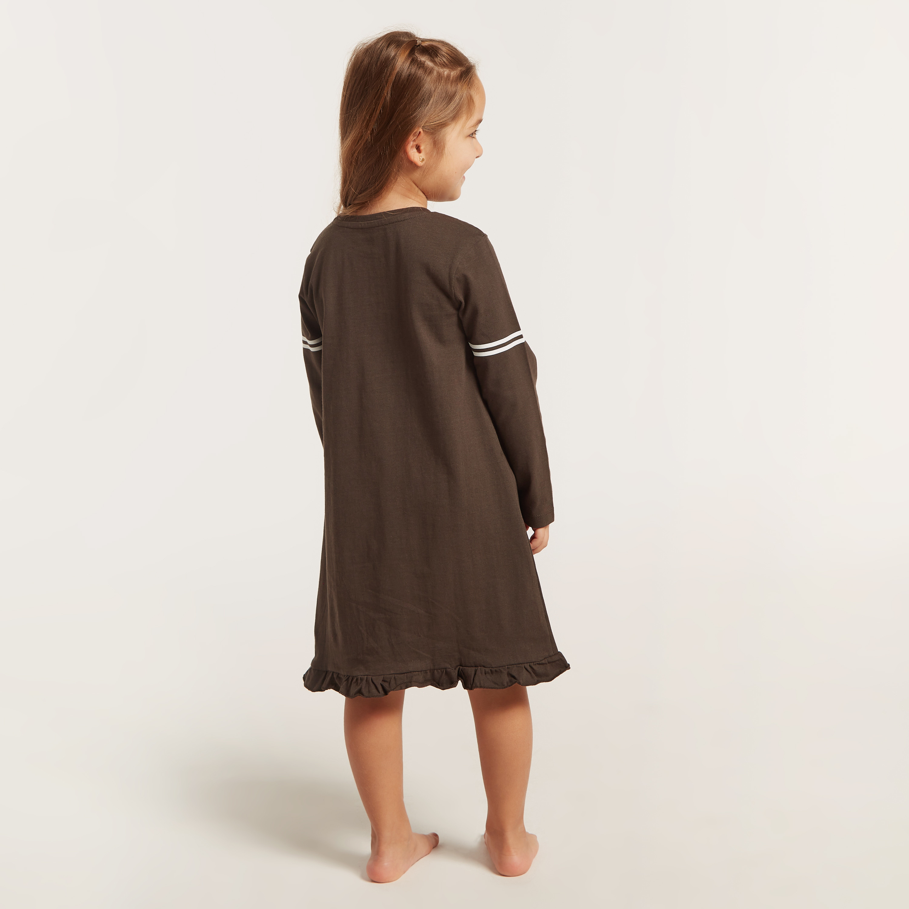 Juniors Printed Night Dress with Long Sleeves - Set of 2-girls-clothing-nightwear-image-5