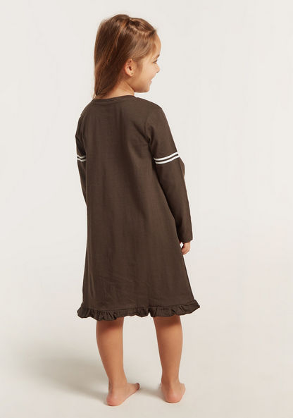 Juniors Printed Night Dress with Long Sleeves - Set of 2-Nightwear-image-4