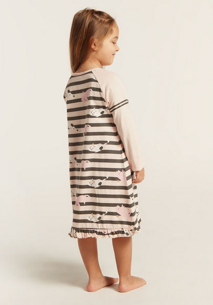 Juniors Printed Night Dress with Long Sleeves - Set of 2-Nightwear-image-6