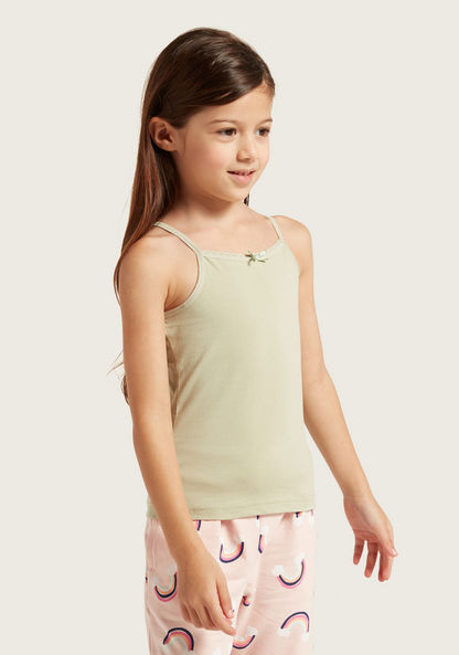 Juniors Solid Sleeveless Vest with Bow Applique Detail - Set of 5