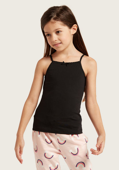 Juniors Solid Sleeveless Vest with Bow Applique Detail - Set of 5