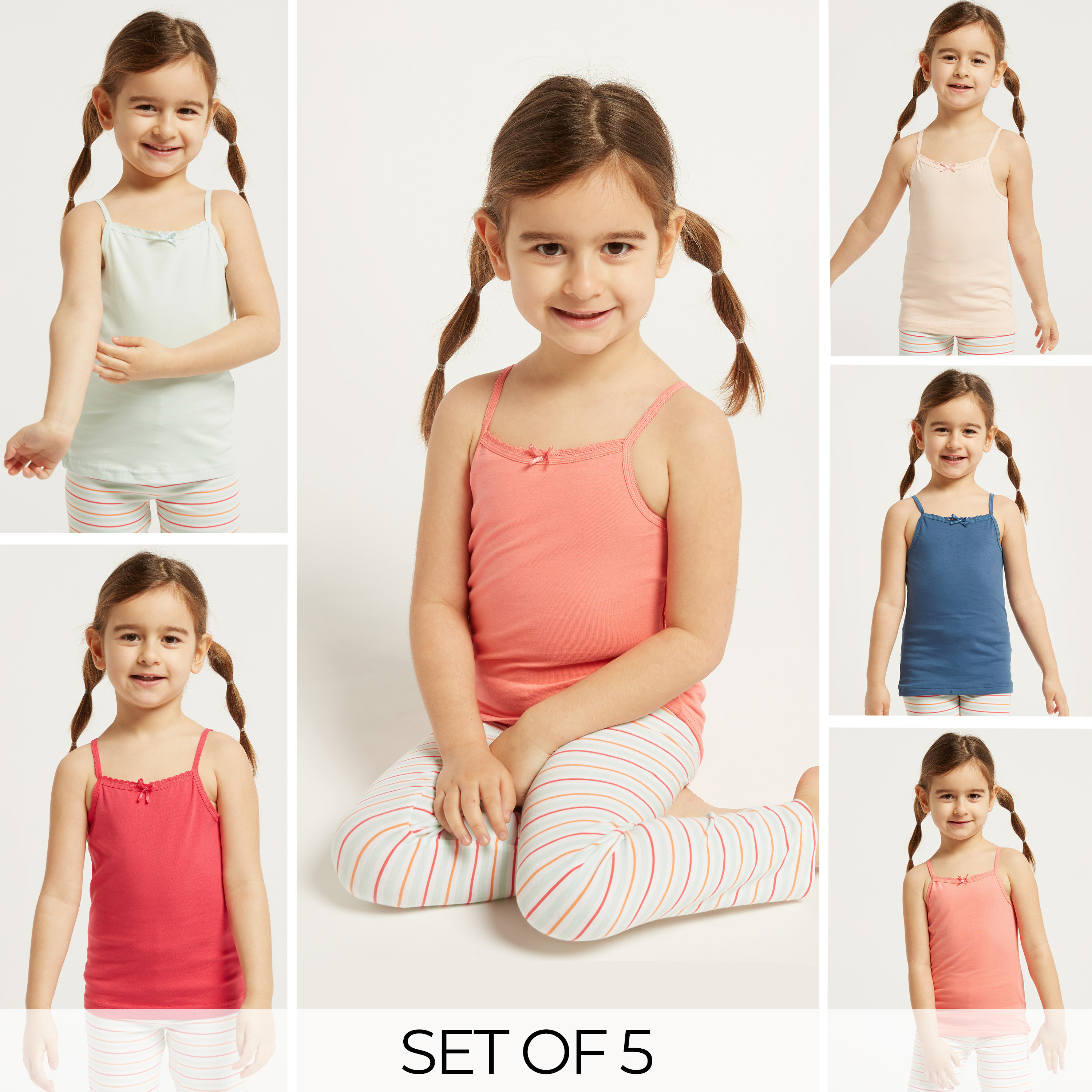 فيست سادة من جونيورز- طقم من 5 قطع-girls-clothing-innerwear-vests-image-1