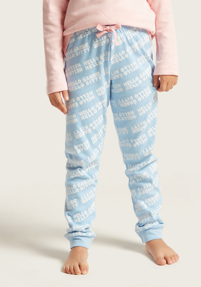 Barbie Print T-shirt and All-Over Printed Pyjamas Set-Pyjama Sets-image-3