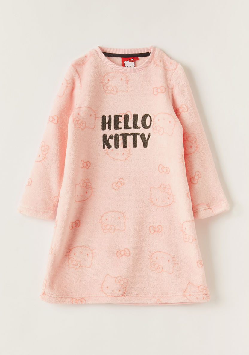 Sanrio Hello Kitty Print Night Dress with Long Sleeves-Pyjama Sets-image-0
