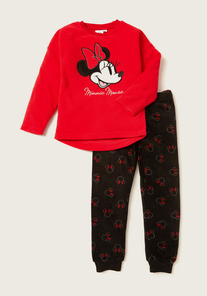 Disney Minnie Mouse Print T-shirt and All-Over Printed Pyjamas Set