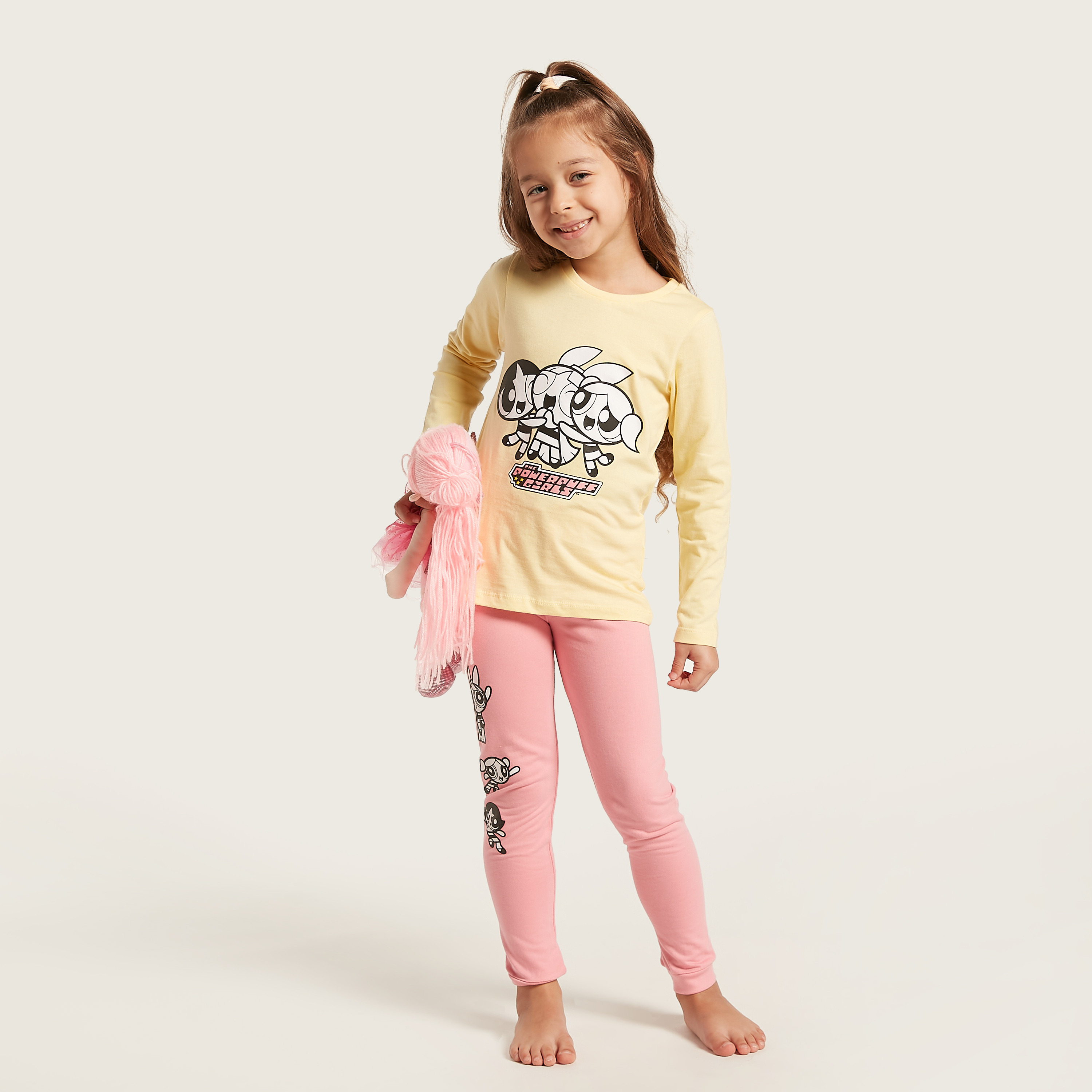 The Powerpuff Girls Print T-shirt and Pyjamas Set-girls-clothing-nightwear-image-1