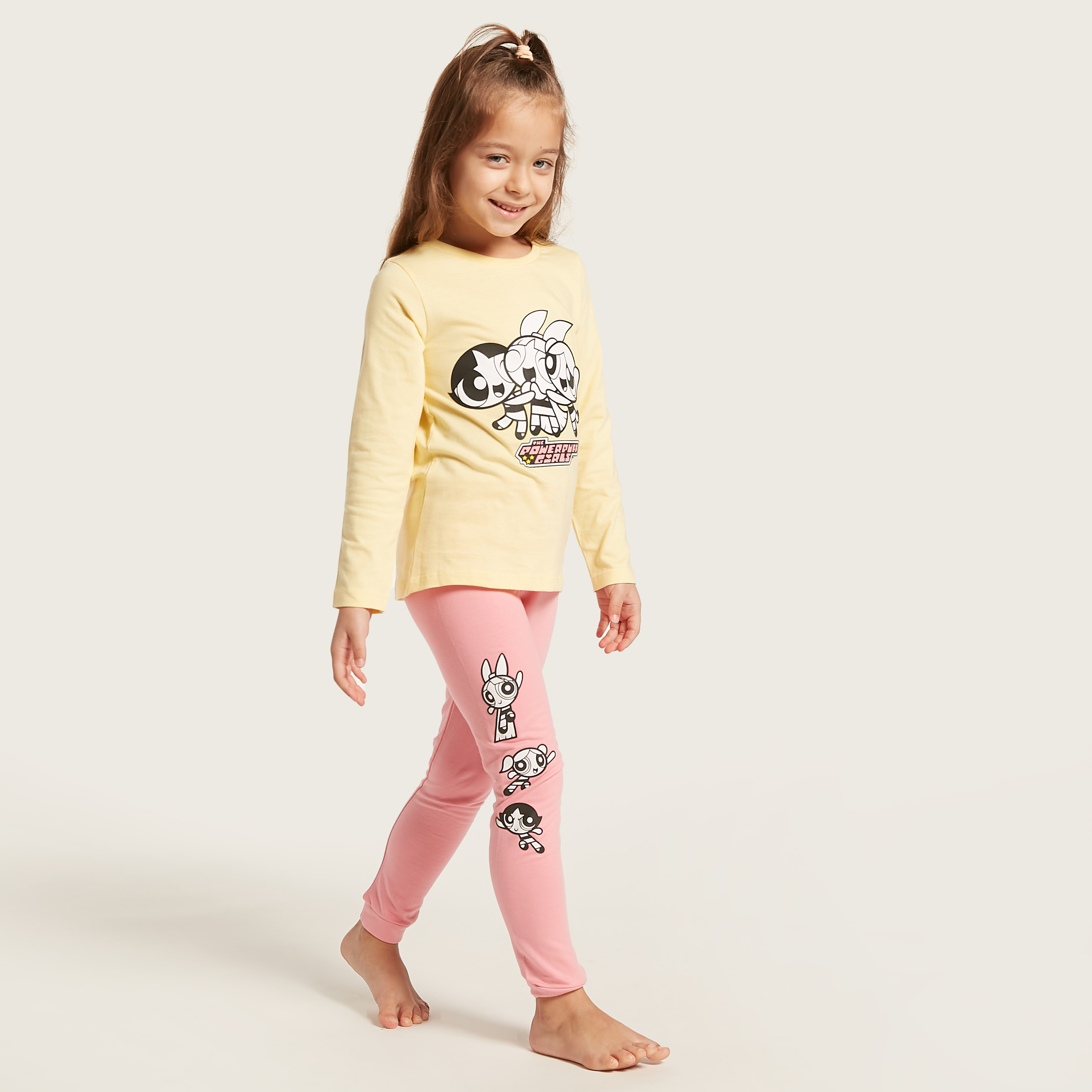 The Powerpuff Girls Print T-shirt and Pyjamas Set-girls-clothing-nightwear-image-2