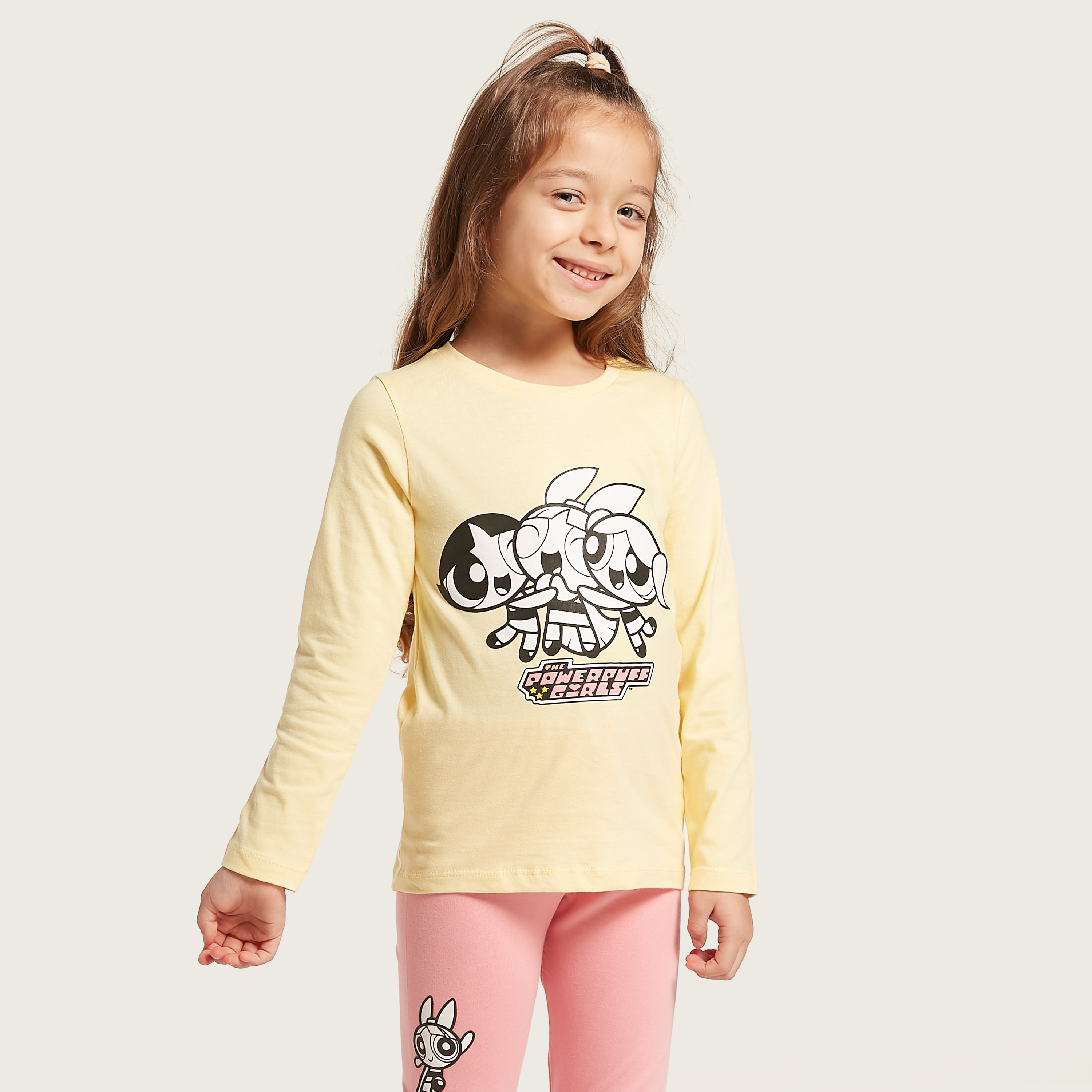 The Powerpuff Girls Print T-shirt and Pyjamas Set-girls-clothing-nightwear-image-3