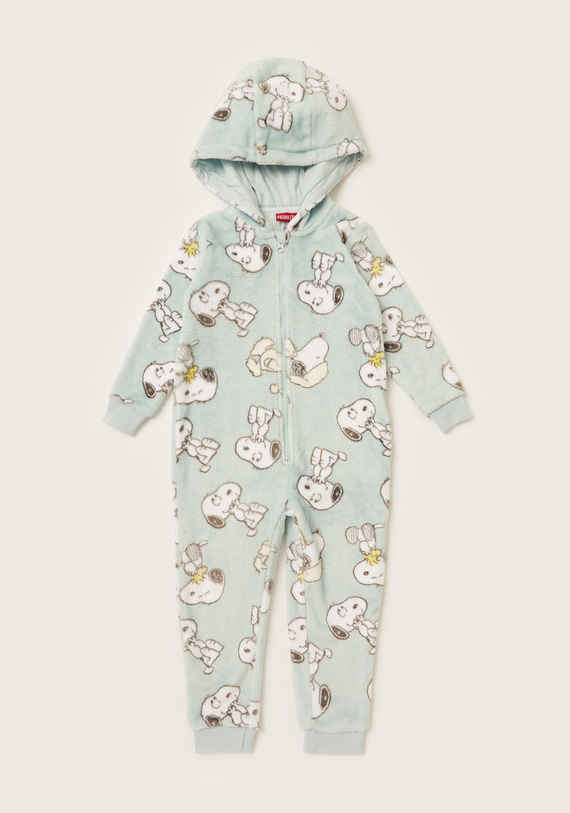 All-Over Snoopy Print Hooded Onesie with Long Sleeves and Zip Closure-Rompers%2C Dungarees and Jumpsuits-image-0