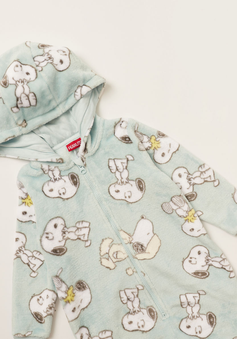 All-Over Snoopy Print Hooded Onesie with Long Sleeves and Zip Closure-Rompers%2C Dungarees and Jumpsuits-image-1