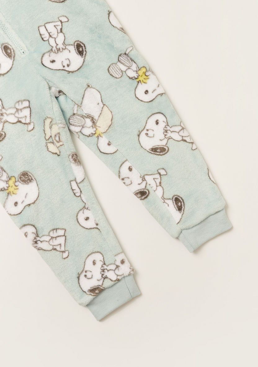 All-Over Snoopy Print Hooded Onesie with Long Sleeves and Zip Closure-Rompers%2C Dungarees and Jumpsuits-image-2