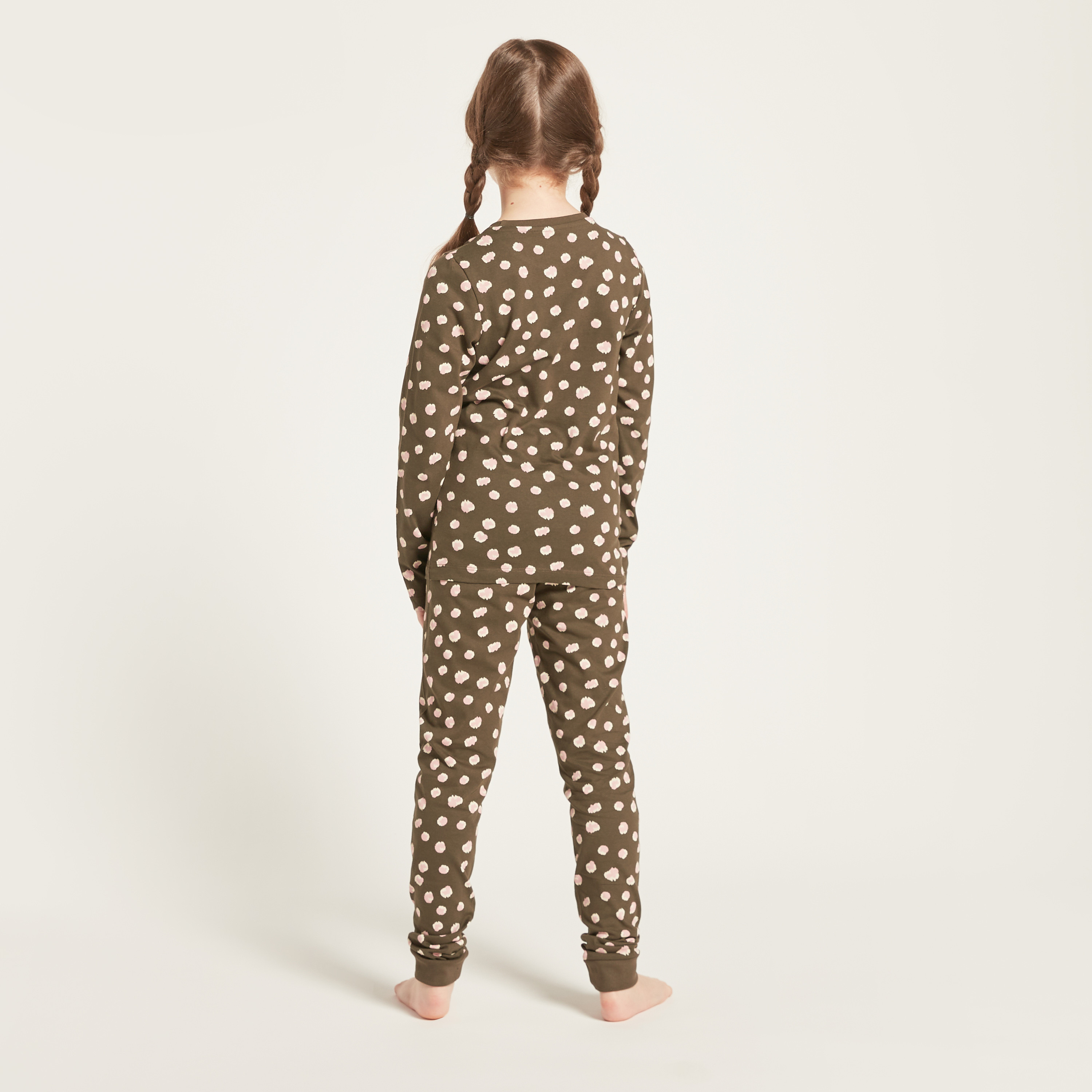 طقم بناطيل بيجاما وتيشيرتات بطبعات 4 قطع من جونيورز-girls-clothing-nightwear-image-8