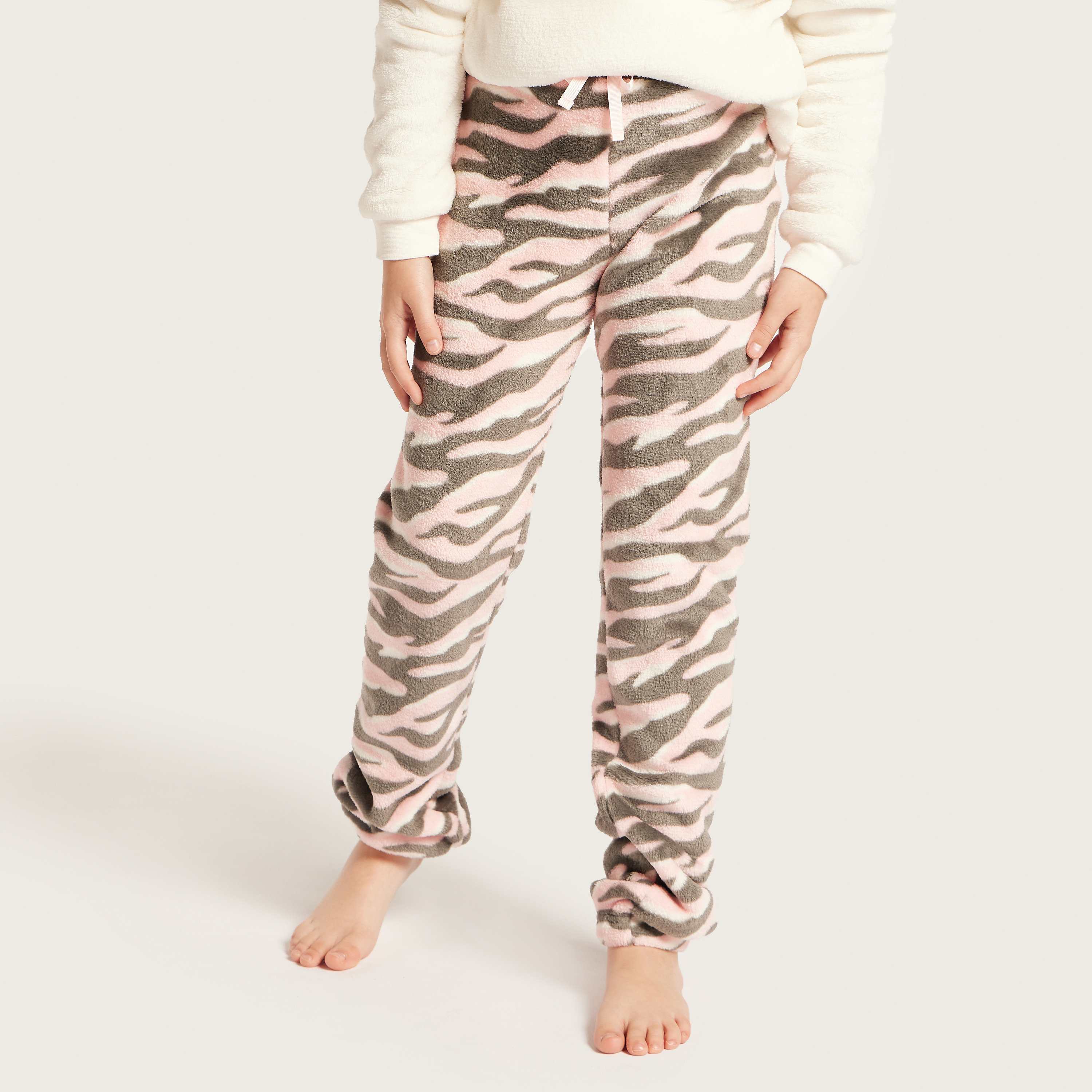 Juniors Text Embroidered Sweatshirt and Pyjama Set-girls-clothing-nightwear-image-3