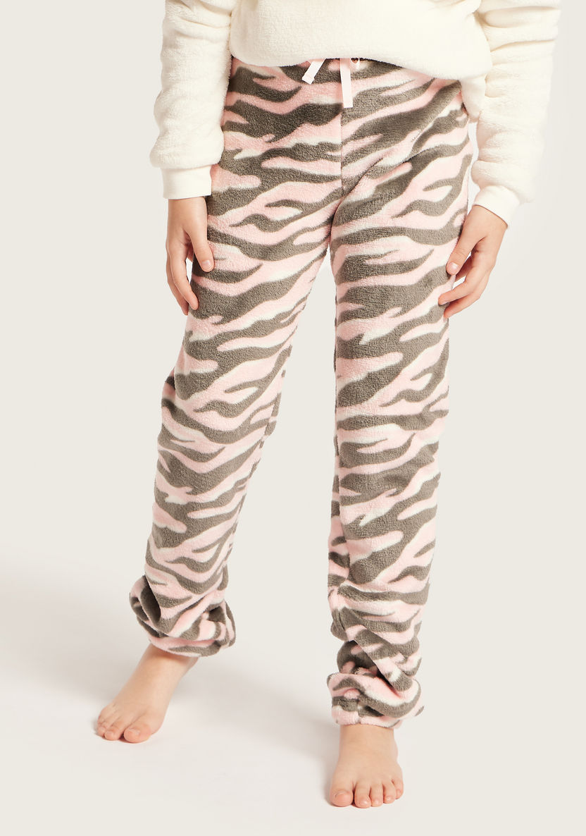 Juniors Text Embroidered Sweatshirt and Pyjama Set-Nightwear-image-2