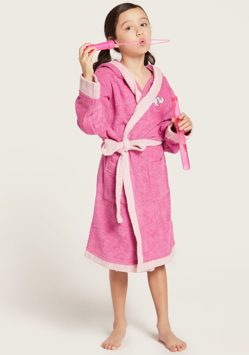 Juniors Unicorn Print Bathrobe with Long Sleeves and Pockets-Towels and Flannels-image-0