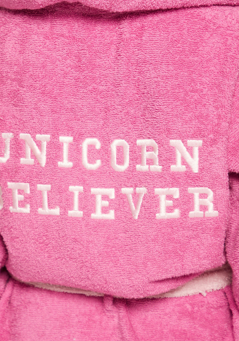 Juniors Unicorn Print Bathrobe with Long Sleeves and Pockets-Towels and Flannels-image-3