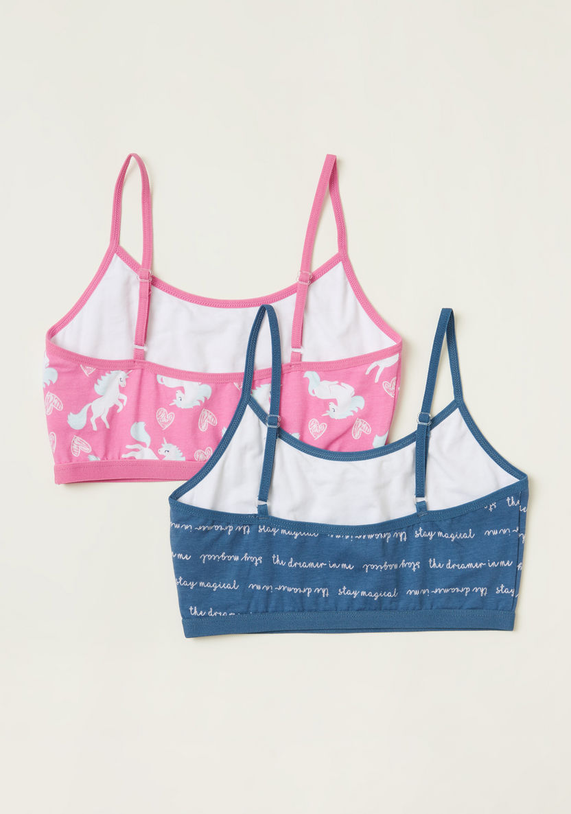 Juniors Printed Crop Top with Straps - Set of 2-Bras-image-2