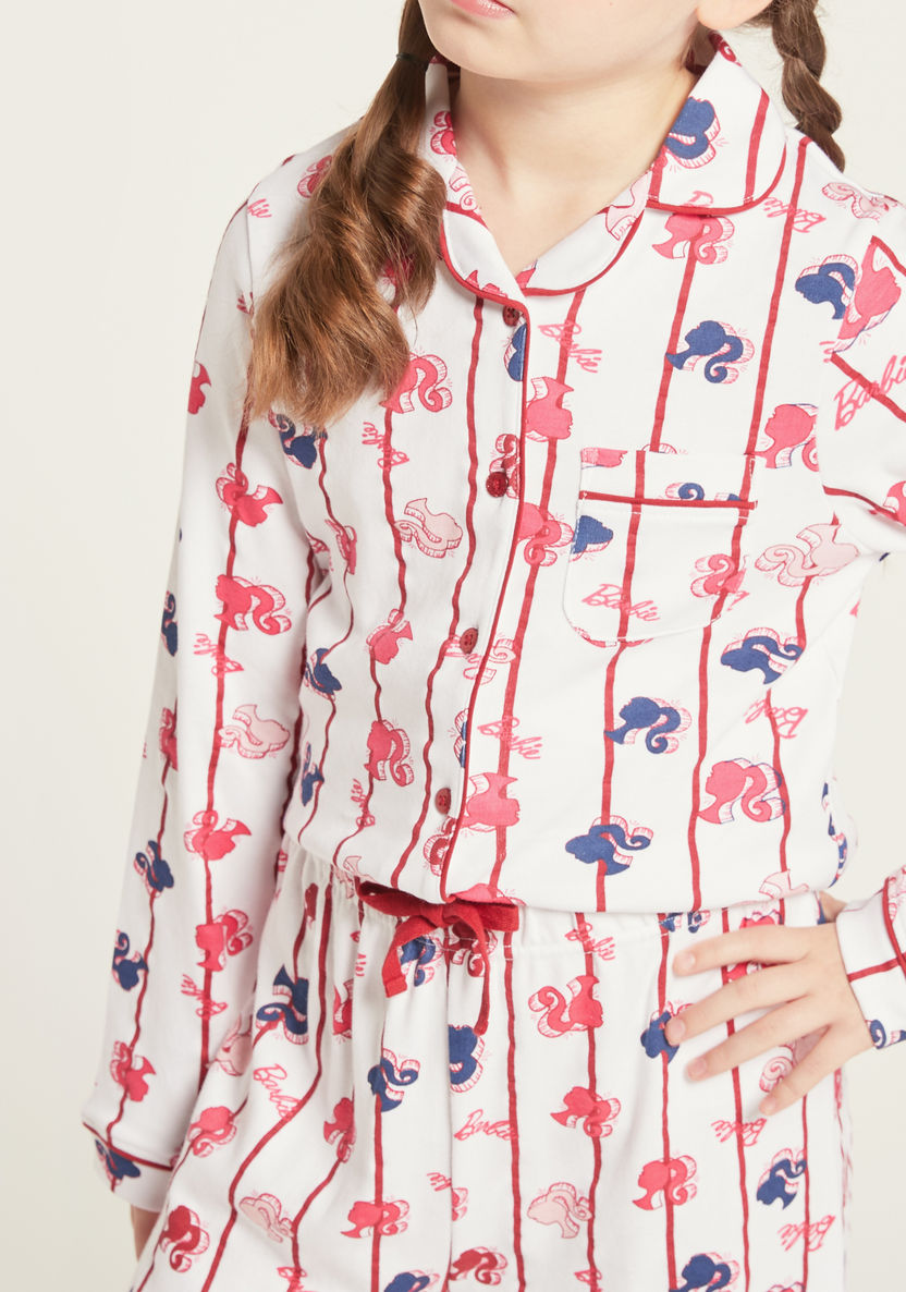 All-Over Barbie Print Shirt and Full Length Pyjama Set-Nightwear-image-2
